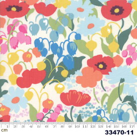 【Moda モダ】Regent Street Lawns 2019-33470-11(ローン生地)(2B-02) ホワイト系 レッド系 花柄 ボタニカル ファンシー コットン100%【10cm単位販売】