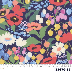 【Moda モダ】Regent Street Lawns 2019-33470-15(ローン生地)(2B-02) ネイビー系 レッド系 花柄 ボタニカル ファンシー コットン100%【10cm単位販売】