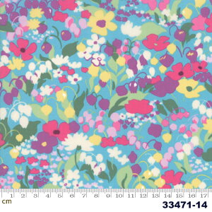 【Moda モダ】Regent Street Lawns 2019-33471-14(ローン生地)(3B-02) スカイブルー系 パープル系 花柄 ボタニカル ファンシー コットン100%【10cm単位販売】