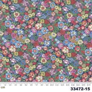 【Moda モダ】Regent Street Lawns 2019-33472-15(ローン生地)(3B-02) ネイビー系 グリーン系 ピンク系 花柄 ボタニカル ファンシー コットン100%【10cm単位販売】