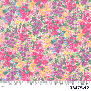 【Moda モダ】Regent Street Lawns 2019-33475-12(ローン生地)(3B-02) ピンク系 パープル系 イエロー系 小花柄 ボタニカル ファンシー コットン100%【10cm単位販売】