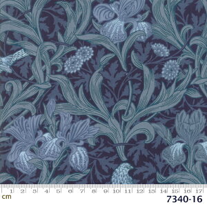 【Moda モダ】May Morris Studio-7340-16(2D-01) William Morris ウィリアムモリス ブルー 青色 花柄 植物柄 クラシック柄 コットン100% シーチング 【10cm単位販売】