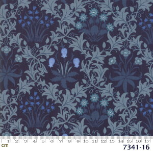 【Moda モダ】May Morris Studio-7341-16(2D-01) William Morris ウィリアムモリス ブルー系 青色 花柄 植物柄 コットン100% シーチング 【10cm単位販売】
