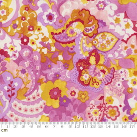 【Moda モダ】Jolie-33691-14(3B-02) ピンク系 パープル系 オレンジ系 花柄 ペイズリー ファンシー コットン100％ シーチング【10cm単位販売】
