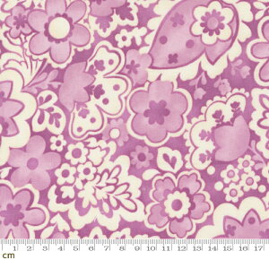 【Moda モダ】Jolie-33693-13(3B-02) ホワイト系 パープル系 花柄 ファンシー コットン100% シーチング【10cm単位販売】