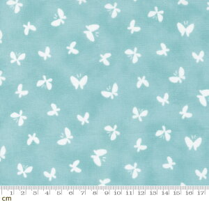 【Moda モダ】Jolie-33696-19(3B-02) スカイブルー系 ホワイト系 蝶柄 ファンシー コットン100% シーチング【10cm単位販売】