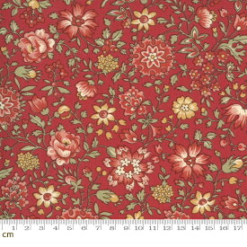 【Moda モダ】Jardin De Fleurs-13894-12(3A-01) 花柄 レッド アンティーク柄 コットン100% シーチング French General フレンチジェネラル 【10cm単位販売】