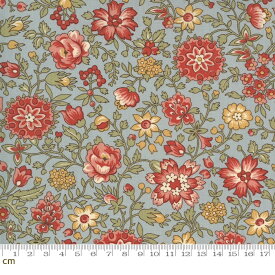 【Moda モダ】Jardin De Fleurs-13894-22(3A-01) 花柄 ブルーグレー系 アンティーク コットン100% シーチング French General フレンチジェネラル 【10cm単位販売】