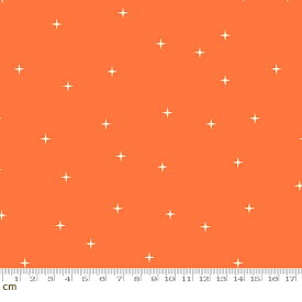 【クーポン最大500円OFF！】Curio-RS0065-12(3F-18) オレンジ系 星 レトロポップ コットン100% シーチング ruby star ルビースター【10cm単位販売】