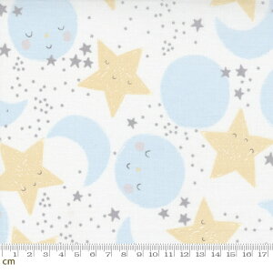 【Moda モダ】D Is For Dream Flannels-25123-11f(フランネル)(3A-01) ホワイト 星 月 ファンシー キッズ かわいい コットン100%【10cm単位販売】