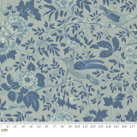 【Moda モダ】Bleu De France-13930-15(3B-02) ブルー 植物柄 花柄 鳥柄 アンティーク コットン100% シーチング French General フレンチジェネラル 【10cm単位販売】