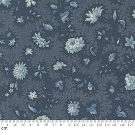 【Moda モダ】Bleu De France-13932-18(3B-02) ブルー系 植物柄 アンティーク コットン100% シーチング French General フレンチジェネラル 【10cm単位販売】