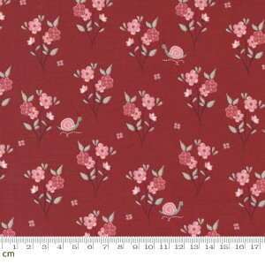 【Moda モダ】The Flower Farm-3010-15(2E-07) レッド系 ピンク系 花柄 カタツムリ 昆虫柄 コットン100% シーチング 【10cm単位販売】