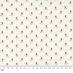 【Moda モダ】The Flower Farm-3013-11(2E-07) レッド系 ホワイト系 花柄 チューリップ コットン100% シーチング 【10cm単位販売】