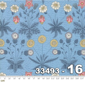 【Moda モダ】Best of Morris Spring-33493-16(3B-04) william morris ウィリアムモリス モリス ブルー系 青色 花柄 植物柄 コットン100% シーチング 【10cm単位販売】