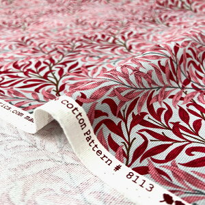 【Moda モダ】Best of Morris-8113-40T(3B-04) グレー レッド 植物柄 ウィローボー柄 ベストオブモリス ウィリアムモリス オックス生地 コットン100% 110cm幅【10cm単位販売】