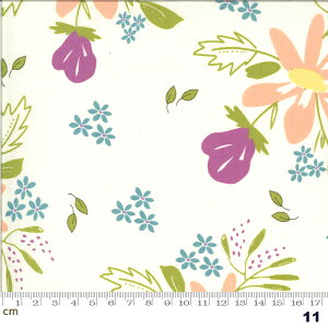 【Moda モダ】Balboa-37590-11(2E-05) ホワイト系 花柄 植物柄 コットン100% シーチング 【10cm単位販売】