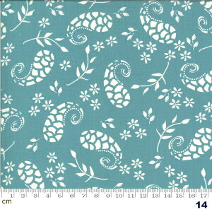 【Moda モダ】Balboa-37592-14(2E-05) ホワイト系 ブルー系 花柄 植物柄 コットン100% シーチング 【10cm単位販売】