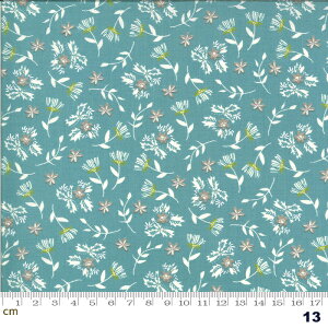【Moda モダ】Balboa-37593-13(2E-05) ホワイト系 ブルー系 グリーン系 花柄 植物柄 コットン100% シーチング 【10cm単位販売】