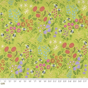 �yModa ���_�zWild Blossoms-48735-13(3B-03) �O���[���n ���ԕ� �~�c�o�` �{�^�j�J�� �R�b�g��100% �V�[�`���O�y10cm�P�ʔ̔��z
