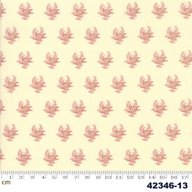【Moda モダ】Regency Romance-42346-13(2E-02)ベージュ系 レッド系 植物柄 コットン100% シーチング 【10cm単位販売】