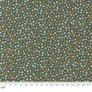 【Moda モダ】ABC xyz-20816-17(2E-07) グリーン系 幾何柄 星柄 コットン100% シーチング【10cm単位販売】