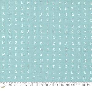 【Moda モダ】ABC xyz-20818-13(2E-07) スカイブルー アルファベット柄 かわいい コットン100% シーチング 110cm幅【10cm単位販売】