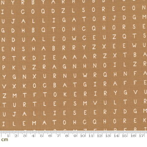 【Moda モダ】ABC xyz-20818-15(2E-07) ブラウン系 幾何柄 アルファベット柄 コットン100% シーチング【10cm単位販売】