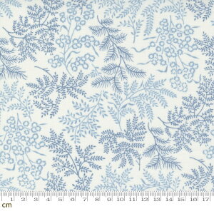 【Moda-k モダ】Nantucket Summer-55261-34(3A-04) ホワイト ブルー 植物柄 花柄 総柄 アンティーク風 おしゃれ コットン100% シーチング 110cm幅【10cm単位販売】