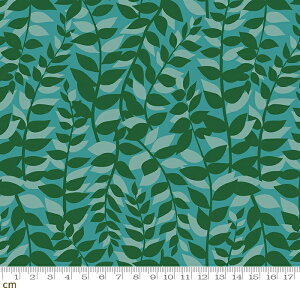 【Moda モダ】Elixir-RS0043-13(2E-07) グリーン系 ブルー系 葉っぱ柄 リーフ柄 植物 コットン100% シーチング【10cm単位販売】