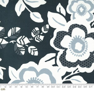 【Moda モダ】Concrete Jungle-33720-15(3B-03) ブラック系 ホワイト系 グレー系 モノトーン系 レトロ モダン 総柄 花柄 フラワー柄 植物柄 綿 コットン 100% シーチング【10cm単位販売】