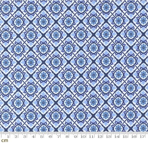 【Moda モダ】Sunflowers In My Heart-27324-19(3B-03) ブルー系 花柄 タイル柄 幾何学模様 コットン100% シーチング【10cm単位販売】