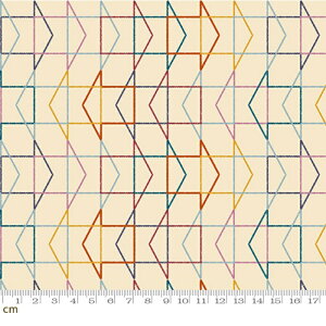 【Moda モダ】To & Fro-RS1066-11(3A-02) ベージュ系 記号柄 矢印柄 幾何学模様 カラフル コットン100% シーチング ruby star ルビースター【10cm単位販売】