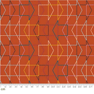 【Moda モダ】To & Fro-RS1066-13(3A-02) オレンジ系 記号柄 矢印柄 幾何学模様 カラフル コットン100% シーチング ruby star ルビースター【10cm単位販売】