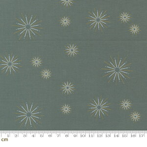 【Moda モダ】Shimmer-1844-14M(3B-06) ダークグレー 記号柄 幾何学模様 円 ドット柄 メタリック加工 コットン100% シーチング【10cm単位販売】