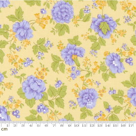 【Moda モダ】Georgia-18770-14(3B-07) イエロー パープル 花柄 植物柄 パステルカラー ヴィンテージ風 かわいい コットン100% シーチング【10cm単位販売】