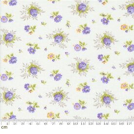 【Moda モダ】Georgia-18771-11(3B-07) ホワイト 花柄 パステルカラー ヴィンテージ風 かわいい コットン100% シーチング【10cm単位販売】