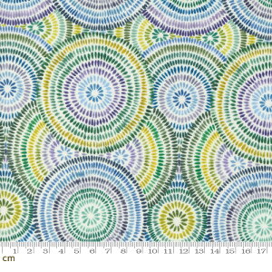 【Moda モダ】Floribunda-39806-12(3B-07) レインボー マルチ ブルー系 幾何学模様 水彩画 デジタル コットン100%シーチング【10cm単位販売】