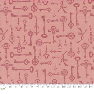 【Moda モダ】Enchantment-43173-16(3B-08) ピンク系 アイテム柄 鍵 キー レトロ ナチュラル コットン100%シーチング【10cm単位販売】
