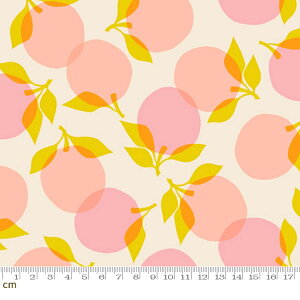 【Moda モダ】Juicy-RS0088-11(3B-08) ピンク系 ピーチ柄 フルーツ柄 レトロポップ ruby star ルビースター コットン100% シーチング【10cm単位販売】