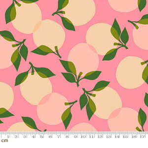 【Moda モダ】Juicy-RS0088-14(3B-08) ピンク系 ピーチ柄 フルーツ柄 レトロポップ ruby star ルビースター コットン100% シーチング【10cm単位販売】