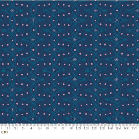 【Ruby Star】Endpaper-RS6045-12(3B-02) 幾何学模様 くねくね ドット柄 ネイビーブルー コットン100% シーチング ルビースター【10cm単位販売】