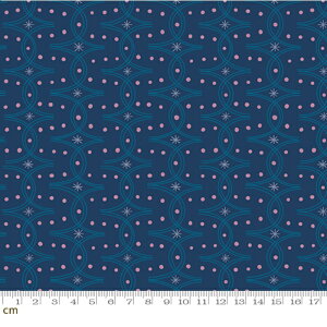 【Ruby Star】Endpaper-RS6045-12(3B-02) 幾何学模様 くねくね ドット柄 ネイビーブルー コットン100% シーチング ルビースター【10cm単位販売】