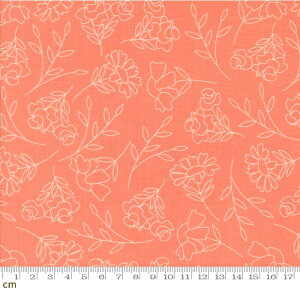 【Moda モダ】Abloom-29211-12(3A-02) 花柄 薔薇 パステル オレンジ コットン100% シーチング 110cm幅【10cm単位販売】