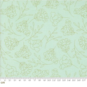 【Moda モダ】Abloom-29211-18(3A-02) 花柄 薔薇 パステル ミントグリーン コットン100% シーチング 110cm幅【10cm単位販売】