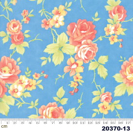 【Moda モダ】Catalina-20370-13(2E-05) ブルー系 水色 花柄 グリーン系 植物柄 コットン100% シーチング 【10cm単位販売】