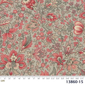 【Moda モダ】Chafarcani-13860-15(2D-01) ベージュ系 ブラウン系 カーキ系 レッド系 花柄 植物柄 フレンチジェネラル コットン100% シーチング ruby star ルビースター【10cm単位販売】