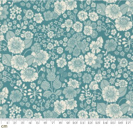【Moda モダ】Chelsea Garden-33745-14(2E-06) ブルー 花柄 ボタニカル コットン100% シーチング【10cm単位販売】
