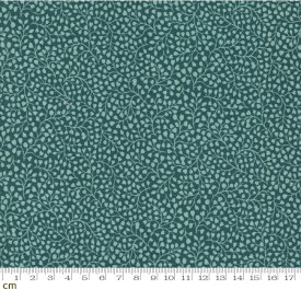 【Moda モダ】Chelsea Garden-33748-13(2E-06) ピーコックグリーン 植物柄 リーフ 葉っぱ ボタニカル コットン100% シーチング【10cm単位販売】