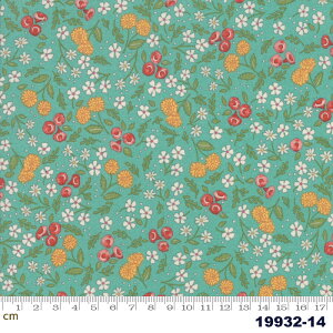 【Moda モダ】Cultivate Kindness-19932-14(2D-01) ベージュ系 ブルー系 レッド系 グリーン系 赤 緑 花柄 コットン100% シーチング【10cm単位販売】